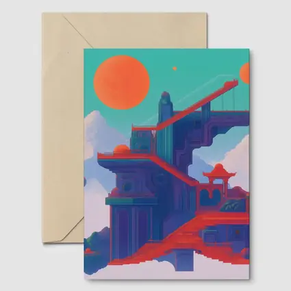 Surreal Asian Temple Floating Above Clouds