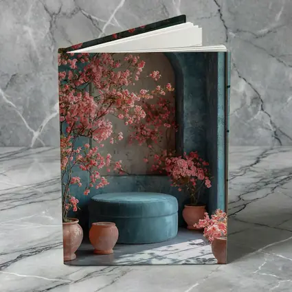 Pink Blossoms Teal Room Cozy Interior