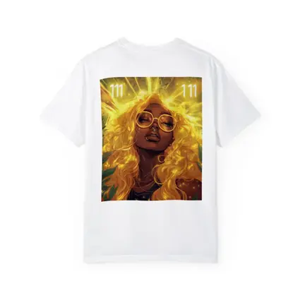 Golden Light Woman Anime Art Green Leaves