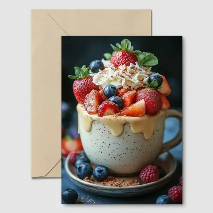 Berry Dessert Cup With Caramel Drizzle