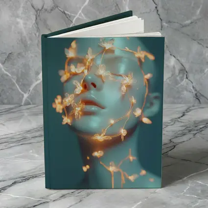 Glowing Floral Vines Abstract Face Teal