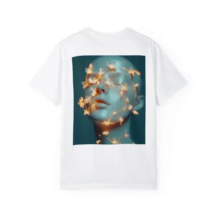 Glowing Floral Vines Abstract Face Teal