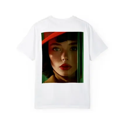 Red Hat Woman Green Background Fashion Portrait