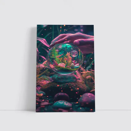 Glass Terrarium Sphere Neon Fantasy Garden