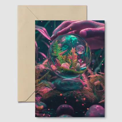 Glass Terrarium Sphere Neon Fantasy Garden