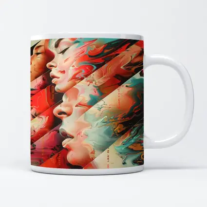 Abstract Women Faces Fluid Paint Art