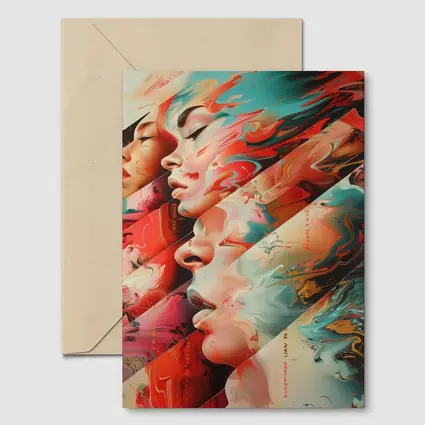 Abstract Women Faces Fluid Paint Art
