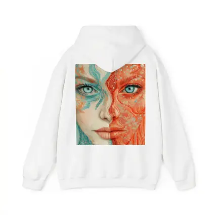 Woman Face Coral Teal Abstract Art Portrait