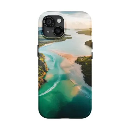 Tropical Island Bay Aerial Sunset View