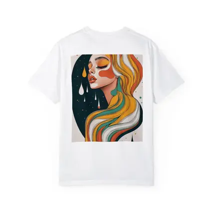 Retro Woman Portrait Flowing Colorful Hair Art