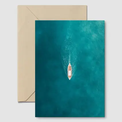 Aerial Wooden Boat Turquoise Ocean Water