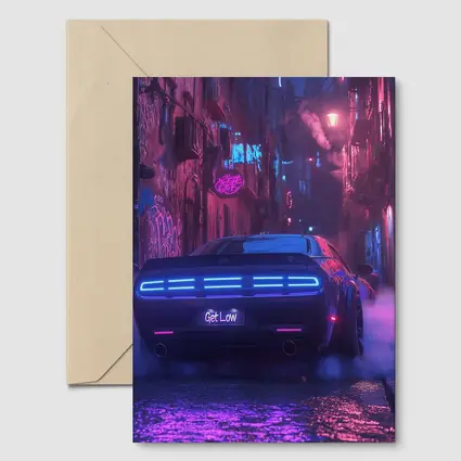 Dodge Challenger Neon Alley Night Scene