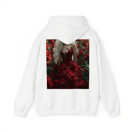 White Hair Woman Red Roses Garden Fantasy