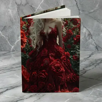 White Hair Woman Red Roses Garden Fantasy
