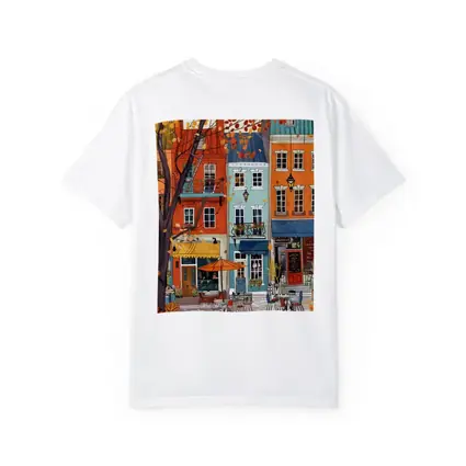 Autumn Street Cafe Colorful European City Illustration