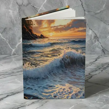Ocean Wave Sunset Coastal Oil Painting Art