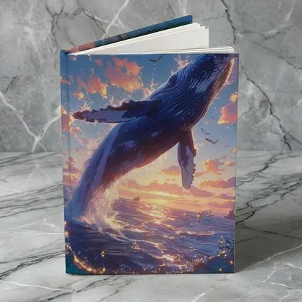 Humpback Whale Leaping Sunset Ocean Sky