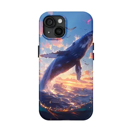 Humpback Whale Leaping Sunset Ocean Sky