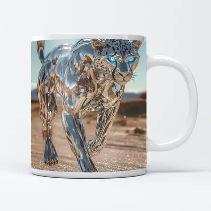 Chrome Leopard Blue Eyes Desert Scene