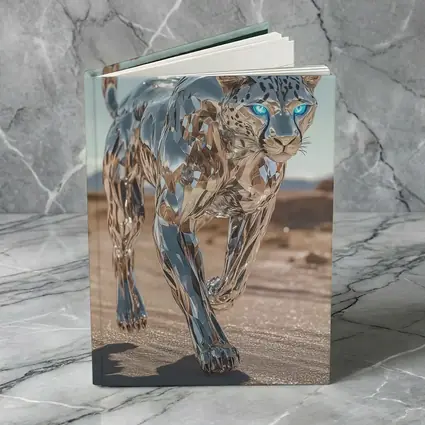 Chrome Leopard Blue Eyes Desert Scene
