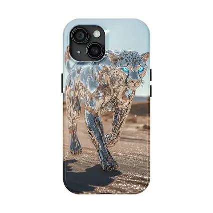 Chrome Leopard Blue Eyes Desert Scene