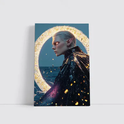 Elf Warrior Glowing Portal Ocean Fantasy
