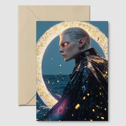 Elf Warrior Glowing Portal Ocean Fantasy