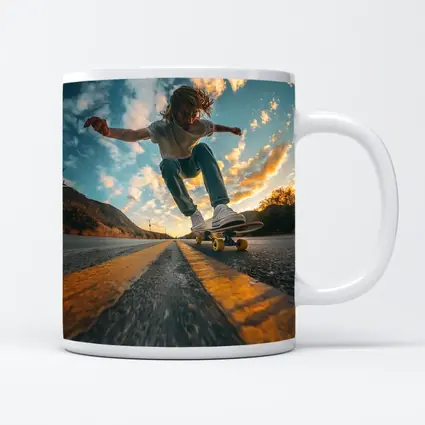 Skateboarder Trick On Open Road Sunset