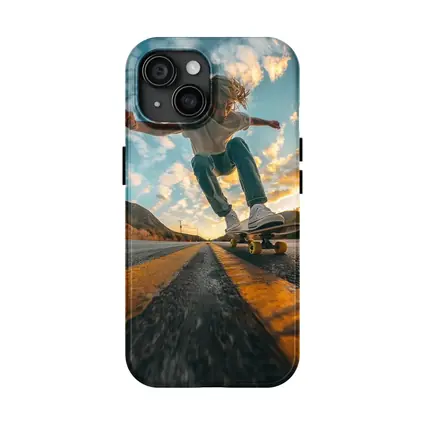 Skateboarder Trick On Open Road Sunset