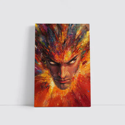 Intense Man Face Explosive Colorful Paint Art