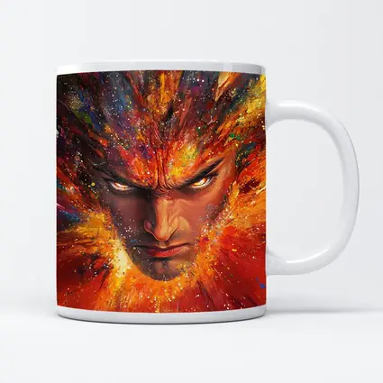 Intense Man Face Explosive Colorful Paint Art