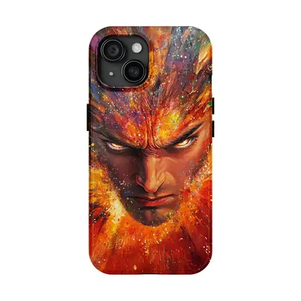 Intense Man Face Explosive Colorful Paint Art