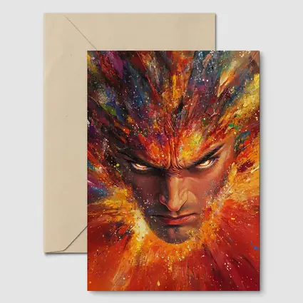 Intense Man Face Explosive Colorful Paint Art