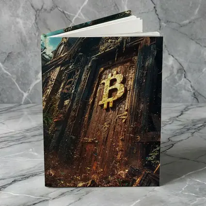 Bitcoin Symbol Ancient Ruined Temple Door