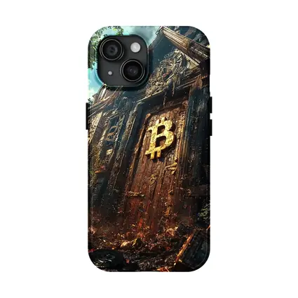 Bitcoin Symbol Ancient Ruined Temple Door