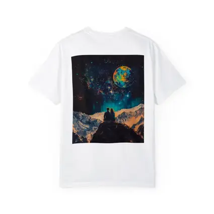 Couple Stargazing Giant Planet Mountain Night