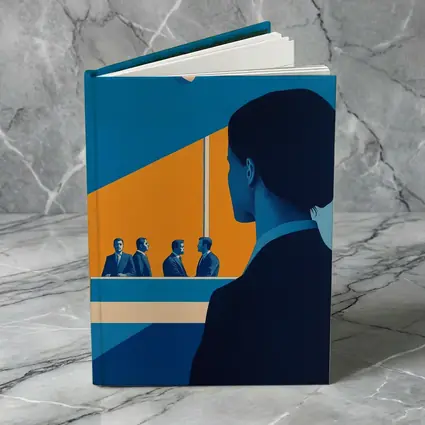 Woman Observing Business Meeting Blue Orange