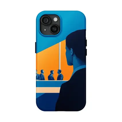 Woman Observing Business Meeting Blue Orange