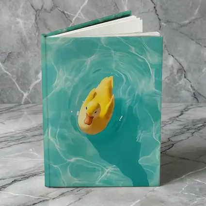 Yellow Rubber Duck Floating Teal Pool