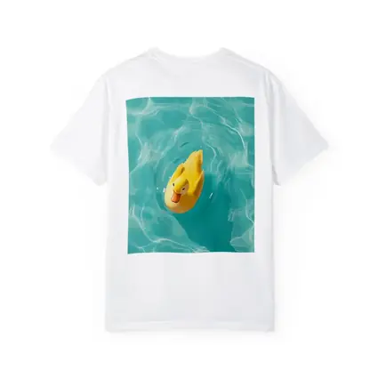 Yellow Rubber Duck Floating Teal Pool