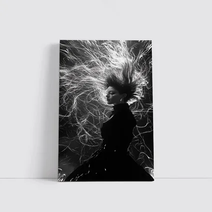 Woman Wild Hair Black White Art Photography