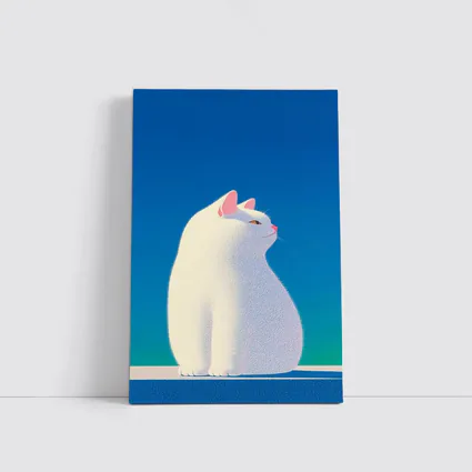 White Cat Sitting Against Blue Sky