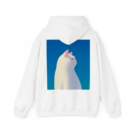 White Cat Sitting Against Blue Sky