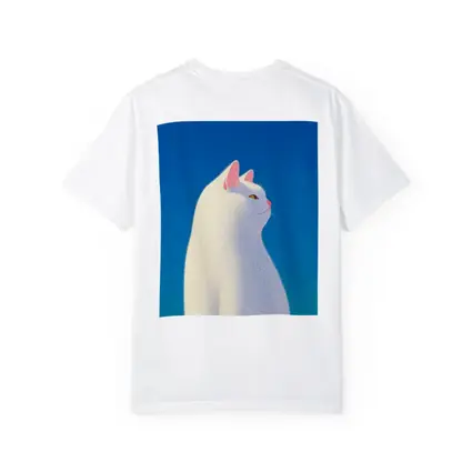 White Cat Sitting Against Blue Sky