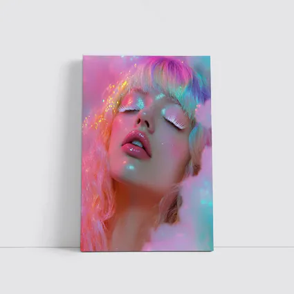 Pastel Rainbow Hair Woman Glitter Fantasy