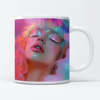 Pastel Rainbow Hair Woman Glitter Fantasy