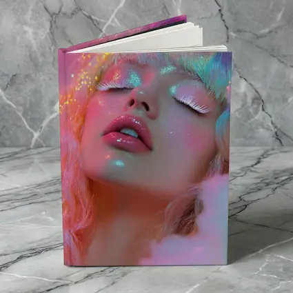 Pastel Rainbow Hair Woman Glitter Fantasy