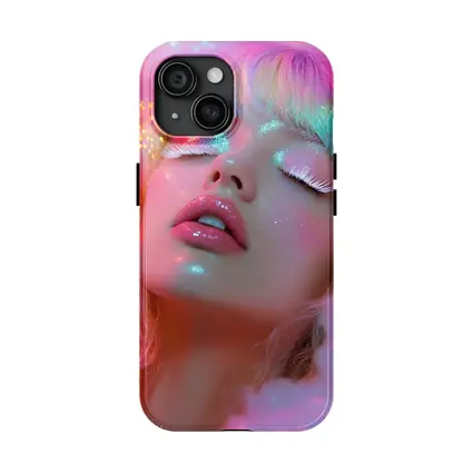 Pastel Rainbow Hair Woman Glitter Fantasy