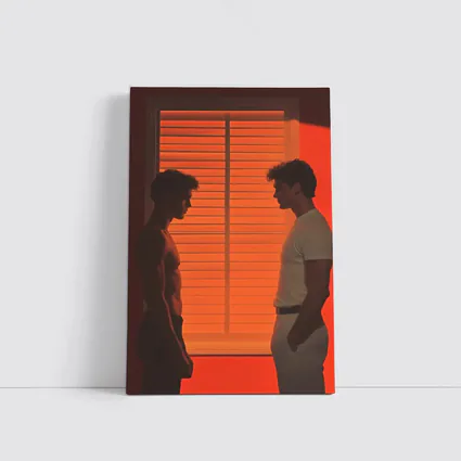 Two Men Facing Each Other Orange Room