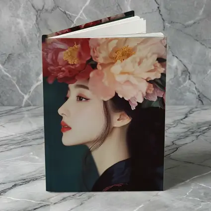Woman Profile Peony Flower Crown Dark Background